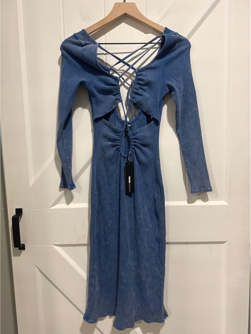 Fashion Nova Harley Ribbed Midi Dress in Blue, NWT, Size L